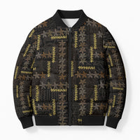 Hawaii Brown Plumeria Lei Black Bomber Puffer Jacket Frangipani Floral Heritage Art