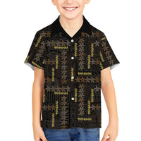 Hawaii Brown Plumeria Lei Black Family Matching Tank Maxi Dress and Hawaiian Shirt Frangipani Floral Heritage Art LT01 Son's Shirt Black - Polynesian Pride
