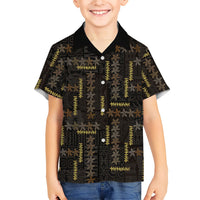 Hawaii Brown Plumeria Lei Black Hawaiian Shirt Frangipani Floral Heritage Art LT01 - Polynesian Pride