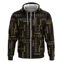 Hawaii Brown Plumeria Lei Black Hoodie Frangipani Floral Heritage Art LT01 Zip Hoodie Black - Polynesian Pride