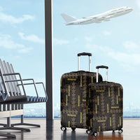 Hawaii Brown Plumeria Lei Black Luggage Cover Frangipani Floral Heritage Art LT01 - Polynesian Pride