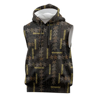 Hawaii Brown Plumeria Lei Black Sleeveless Hoodie Frangipani Floral Heritage Art LT01 Black - Polynesian Pride