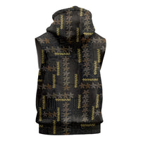 Hawaii Brown Plumeria Lei Black Sleeveless Hoodie Frangipani Floral Heritage Art LT01 - Polynesian Pride
