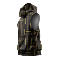 Hawaii Brown Plumeria Lei Black Sleeveless Hoodie Frangipani Floral Heritage Art LT01 - Polynesian Pride