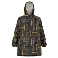 Hawaii Brown Plumeria Lei Black Wearable Blanket Hoodie Frangipani Floral Heritage Art LT01 One Size Black - Polynesian Pride