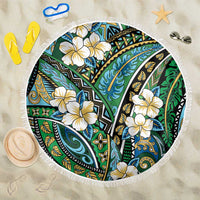 Polynesian Hibiscus Tropical Green Floral Beach Blanket Tribal Pattern - Polynesian Pride