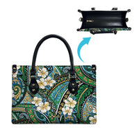 Polynesian Hibiscus Tropical Green Floral Leather Bag Tribal Pattern - Polynesian Pride