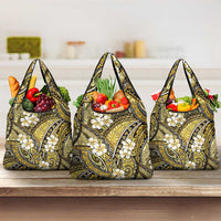 Polynesian Hibiscus Tropical Yellow Floral Grocery Bag Tribal Pattern - Polynesian Pride