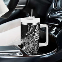 New Zealand Silver Fern Rugby Tumbler With Handle Aotearoa Kiwi Maori Black Version LT01 - Polynesian Pride