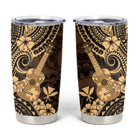 Hawaii Ukulele Tumbler Cup Polynesian Pattern Gold Version