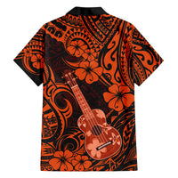 Hawaii Ukulele Family Matching Long Sleeve Bodycon Dress and Hawaiian Shirt Polynesian Pattern Orange Version LT01 - Polynesian Pride