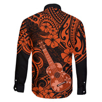 Hawaii Ukulele Family Matching Summer Maxi Dress and Hawaiian Shirt Polynesian Pattern Orange Version LT01 - Polynesian Pride