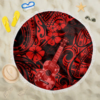 Hawaii Ukulele Beach Blanket Polynesian Pattern Red Version LT01 One Size 150cm Red - Wonder Print Shop