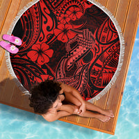 Hawaii Fish Hook Beach Blanket Hibiscus Hawaii Tribal Tattoo Red Version LT01 - Wonder Print Shop