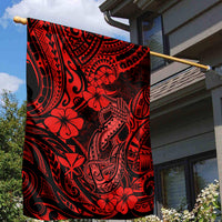 Hawaii Fish Hook Garden Flag Hibiscus Hawaii Tribal Tattoo Red Version LT01 - Polynesian Pride