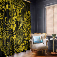 Hawaii Fish Hook Window Curtain Hibiscus Hawaii Tribal Tattoo Yellow Version LT01 Yellow - Polynesian Pride