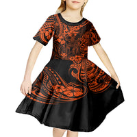 Hawaii King Kamehameha Kid Short Sleeve Dress Polynesian Pattern Orange Version LT01 - Polynesian Pride