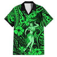 Hawaii Hula Girl Family Matching Long Sleeve Bodycon Dress and Hawaiian Shirt Polynesian Pattern Green Version LT01 Dad's Shirt - Short Sleeve Green - Polynesian Pride