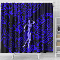 Hawaii Hula Girl Shower Curtain Polynesian Pattern Navy Blue Version LT01 - Polynesian Pride