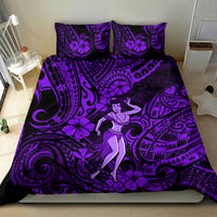 Hawaii Hula Girl Bedding Set Hibiscus Hawaii Tribal Tattoo Purple Version LT01 - Polynesian Pride