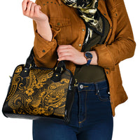 Hawaii Pineapple Shoulder Handbag Paradise Flowers Pacific With Gold Polynesian Tribal LT01 - Polynesian Pride