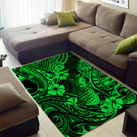 Hawaii Pineapple Area Rug Paradise Flowers Pacific With Green Polynesian Tribal LT01 - Polynesian Pride
