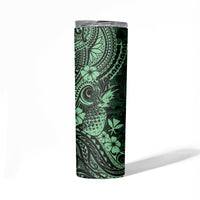 Hawaii Pineapple Skinny Tumbler Paradise Flowers Pacific With Green Polynesian Tribal LT01 - Polynesian Pride