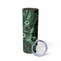 Hawaii Pineapple Skinny Tumbler Paradise Flowers Pacific With Green Polynesian Tribal LT01 - Polynesian Pride