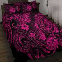 Hawaii Pineapple Quilt Bed Set Paradise Flowers Pacific With Pink Polynesian Tribal LT01 - Polynesian Pride