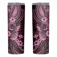 Hawaii Pineapple Skinny Tumbler Paradise Flowers Pacific With Pink Polynesian Tribal LT01 Pink - Polynesian Pride