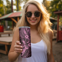 Hawaii Pineapple Skinny Tumbler Paradise Flowers Pacific With Pink Polynesian Tribal LT01 - Polynesian Pride