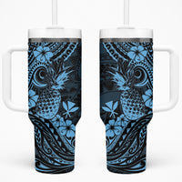 Hawaii Pineapple Tumbler With Handle Polynesian Pattern Sky Blue Version