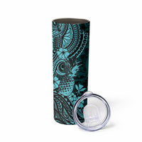 Hawaii Pineapple Skinny Tumbler Polynesian Pattern Turquoise Version
