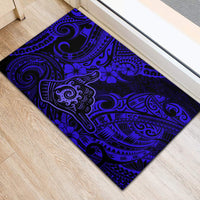 Hawaii Shaka Sign Rubber Doormat With Polynesian Hibiscus Navy Blue Unique LT01 - Polynesian Pride