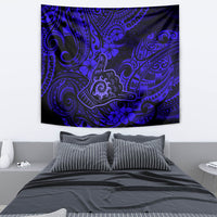 Hawaii Shaka Sign Tapestry With Polynesian Hibiscus Navy Blue Unique LT01 - Polynesian Pride