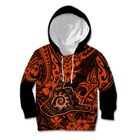 Hawaii Shaka Sign Kid Hoodie With Polynesian Hibiscus Orange Unique LT01 Orange - Polynesian Pride