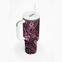 Hawaii Shaka Sign Tumbler With Handle With Polynesian Hibiscus Pink Unique
