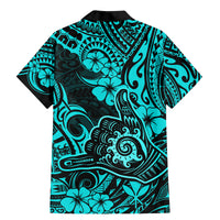 Hawaii Shaka Sign Family Matching Mermaid Dress and Hawaiian Shirt Polynesian Pattern Turquoise Version LT01 - Polynesian Pride