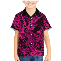 Hawaii Shark Family Matching Mermaid Dress and Hawaiian Shirt Polynesian Pattern Pink Version LT01 Son's Shirt Pink - Polynesian Pride