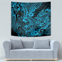 Hawaii Shark Tapestry Polynesian Pattern Sky Blue Version LT01 - Polynesian Pride