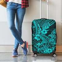 Hawaii Shark Luggage Cover Polynesian Pattern Turquoise Version LT01 - Polynesian Pride