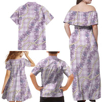 Pua Kalaunu Lei Family Matching Off Shoulder Maxi Dress and Hawaiian Shirt Palaka Pattern LT01 - Polynesian Pride