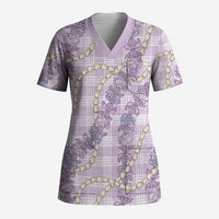 Pua Kalaunu Lei Scrub Top Palaka Pattern
