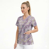 Pua Kalaunu Lei Scrub Top Palaka Pattern