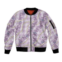 Pua Kalaunu Lei Sleeve Zip Bomber Jacket Palaka Pattern