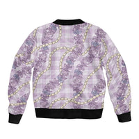 Pua Kalaunu Lei Sleeve Zip Bomber Jacket Palaka Pattern