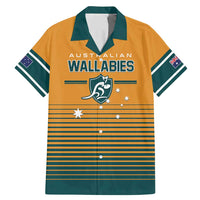 Custom Rugby Australia Family Matching Mermaid Dress and Hawaiian Shirt Junior Wallabies Go Champions LT01 Dad's Shirt - Short Sleeve Yellow - Polynesian Pride