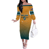 Custom Rugby Australia Family Matching Off The Shoulder Long Sleeve Dress and Hawaiian Shirt Junior Wallabies Go Champions