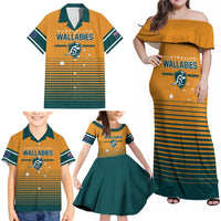 Custom Rugby Australia Family Matching Off Shoulder Maxi Dress and Hawaiian Shirt Junior Wallabies Go Champions LT01 - Polynesian Pride