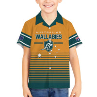 Custom Rugby Australia Family Matching Off Shoulder Short Dress and Hawaiian Shirt Junior Wallabies Go Champions